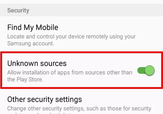 Enable Unknown Sources